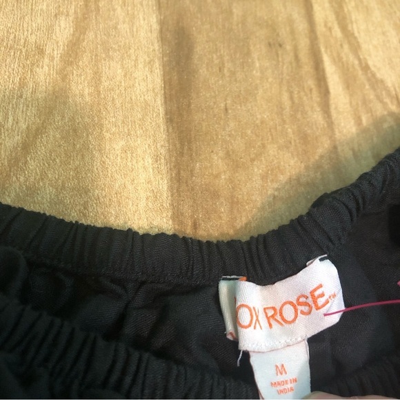 Knox Rose Black Floral Embroidered Elastic Bell Sleeve Dress 31” Long Sz Medium - Picture 5 of 10